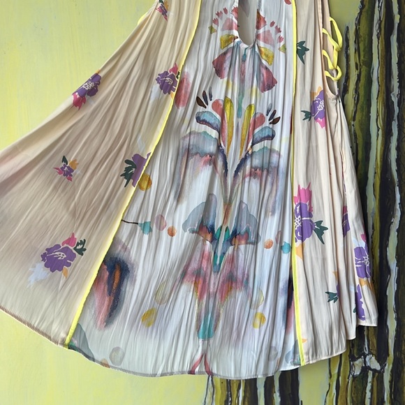 Free People 🌼 Dream Free Mini Tank Slip Dress Yellow Boho Floral Size M - Picture 8 of 11